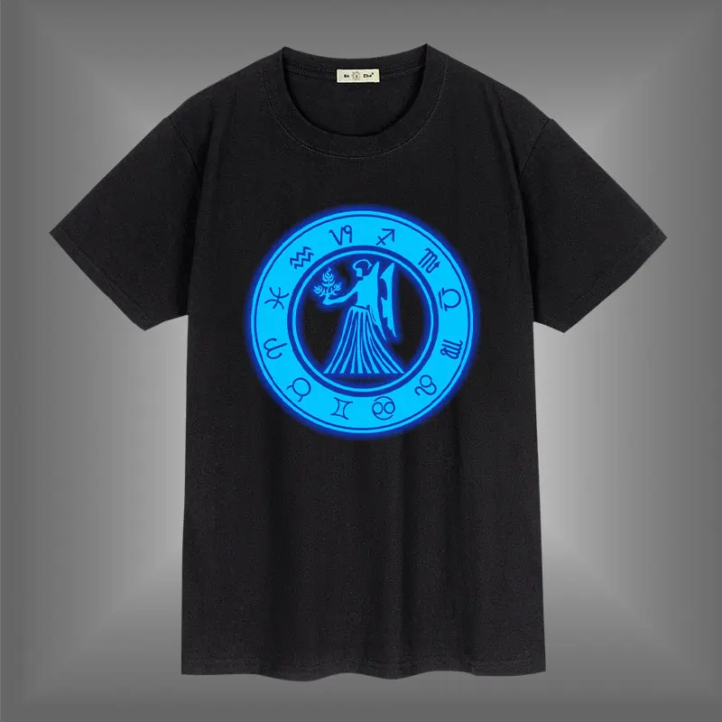 

Constellations Aries Virgo Fluorescent Luminous T-shirt 100% Cotton Men Woman T shirt Tops Vest Tees Short sleeve Child T Shirt