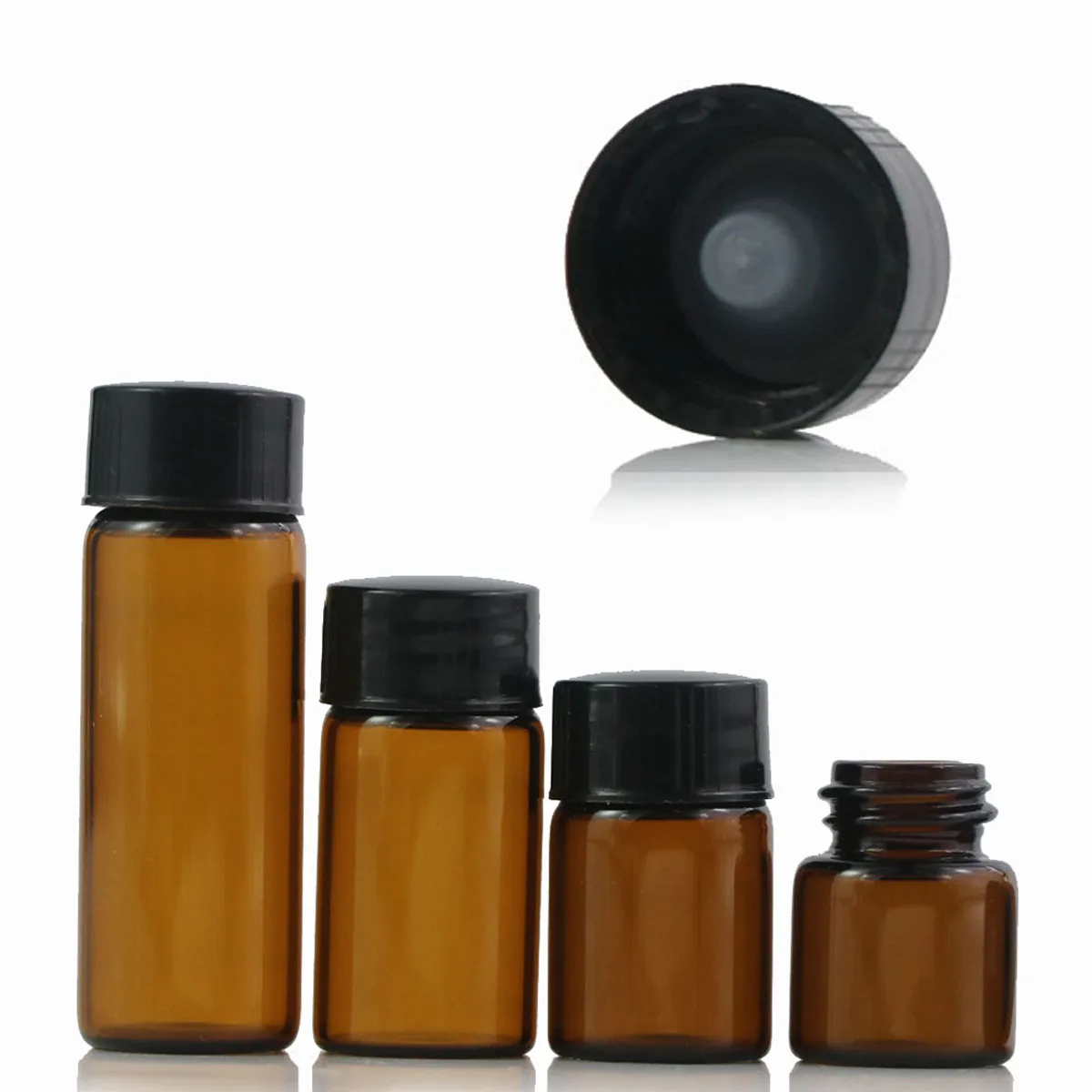 10x1/2/3/5 מ "ל מיני ענבר זכוכית חרוט בקבוק זכוכית עם פקקים חרוט עם חרוט כובע