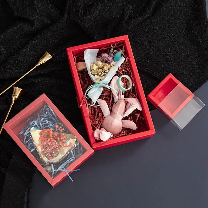 10pcs Transparent PVC Window Kraft Paper Package Boxes, Clear Dessert Drawer Box for We... - SKU PWPB1040 - UGI Packaging