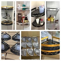 Luxury Bathroom Shelves Without Drilling Rustproof Aluminum Shower Wall Shelf Shampoo Towel Holder Bathroom Organizer Accessorie 2