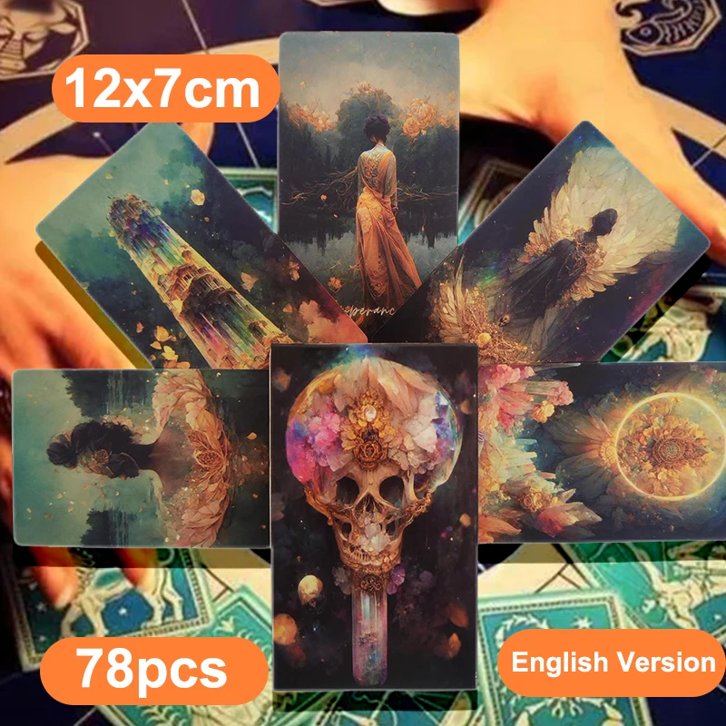 

12x7cm Beautiful English Deck Tarot Cards High Quality Runes Divination Prophet with Paper Guide Book Taro