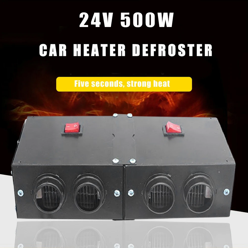 12v/24v 500w Car Fan Heater 2/4 Port Vehicle Heating Warmer Windscreen