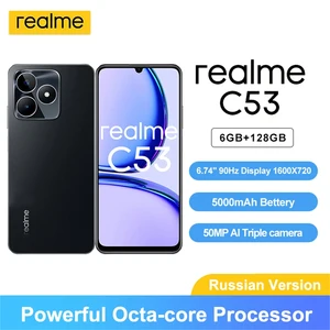 Смартфон Realme C53 33W Supervooc NFC 6 ГБ + 128 ГБ, дисплей 6,74 дюйма 90 Гц, Восьмиядерный процессор, 5000 мАч, камера 50 МП с искусственным интеллектом, сотовый телефон