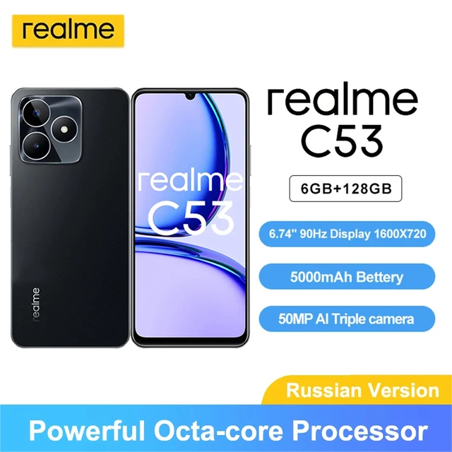 Realme C53 Mobile Phones 6.74 90Hz Display NFC 5000mAh 8MP Selfie Camera  Cell Phone Face unlock - AliExpress