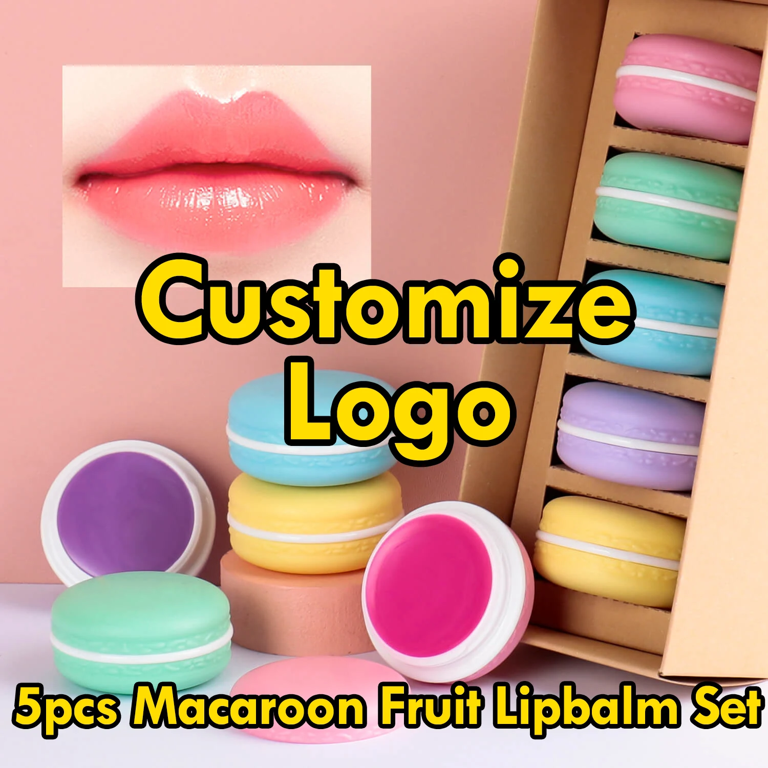 5pcs/set Macaron Lip Balm Kit Private Label Natural Moisture Jelly Lipbalm Custom Logo Non-Sticky Fruit Scent  Lipbalm Set 12 sheets index label sticky page markers books annotation tabs thicken