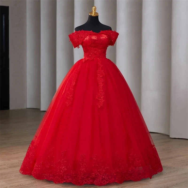 Y&M Novias Red Quinceanera Dresses New Sweet Party Dresses Pearls Ball Gown Classic 15 Year Old Dress Pluse Size