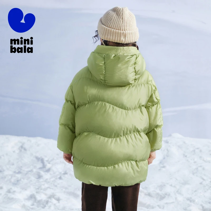 미니 Balabala 키즈 롱 다운 코트 겨울 두꺼운 따뜻한 퍼퍼 재킷 소년과 소녀를위한