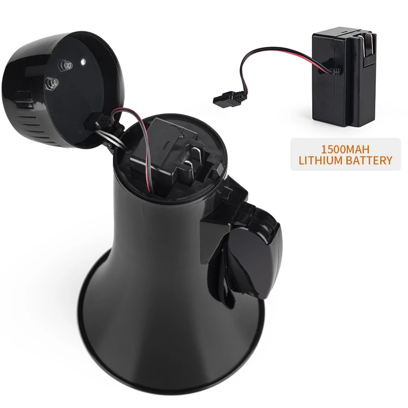 전원 휴대용 불혼 확성기 스피커, 내장 사이렌 USB 플래시 드라이브, 240S 녹음, 블랙, 35W
