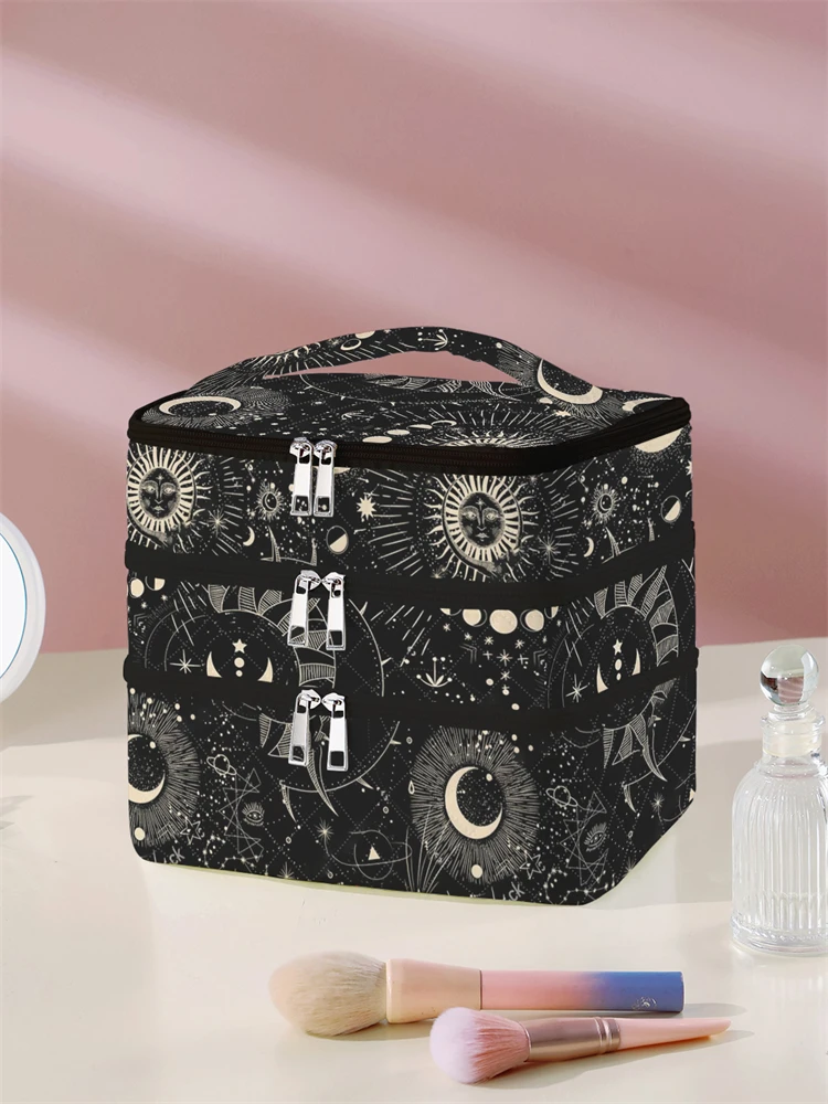 1Pc, Moon God Pattern 3-Layer Cosmetic Bag, Multi-Functional Cosmetic Management Bag, Bathtub Shower, Wallet, Portable Cosmetics, Lipstick, Brush, Skin Care Organizer 1Pc, Starry Sky Pattern 3-Layer Cosmetic Bag, Multi-Functional Cosmetic Management Bag, Bathtub Shower, Wallet, Portable Cosmetics, Lipstick, Brush, Skin Care Organizer