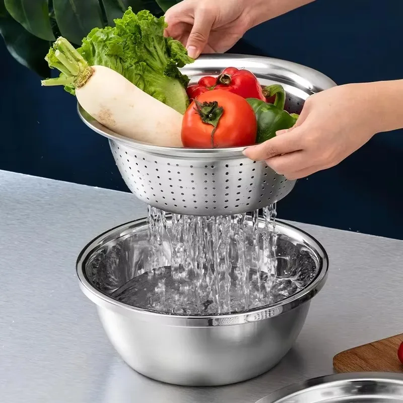Multifunctional Stainless Steel Basin Vegetable Cutter Fruit Slicer Potato Peeler Carrot Grater Kitchen Accessories