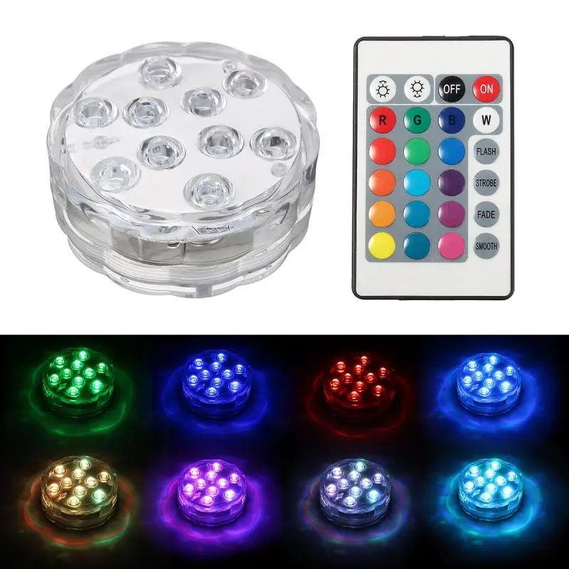 

Waterprooof RGB Submersible LED Lights Swimming Pool Underwater Night lights for Vase Bowl Fish Tank Pond Wedding Party