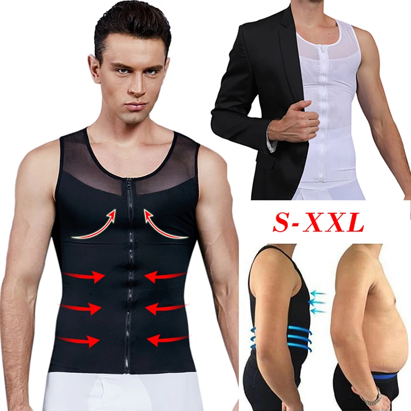 New Mens Male Corset Compression Undershirt for Man Boobs Gynecomastia Vest Top 