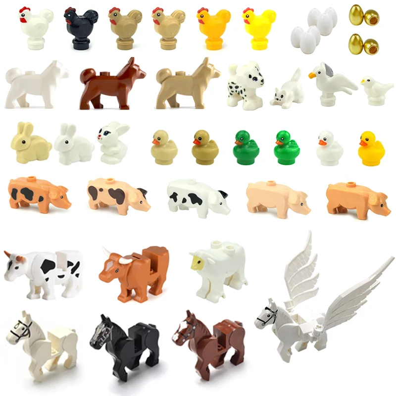 

Animal MOC Building Blocks Parts Livestock Poultry Bricks Kits Toys Flying Horse Chick Duck Cattle Rabbit Compatible With LEGO