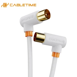 High - Quality 90 - Degree Digital TV Audio and Satellite Antenna Cable - 3m (White)