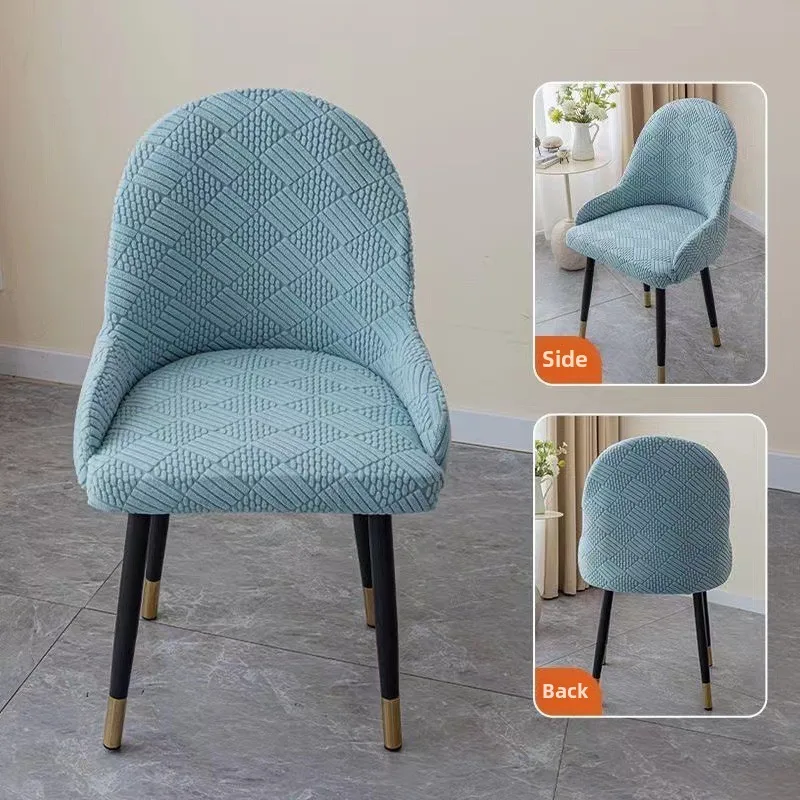 Thickened Polar Fleece Semicircle Armchair Cover Elastic Dining Chair Covers Jacquard Stool Seat Cover for Hotel Restaurant Home 2