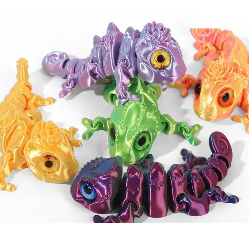 3D Printing Chameleon Ornaments Multi-joint Movable Simulation Dragon Color Cartoon Dragon Home Decoration Kids Cool Gifts