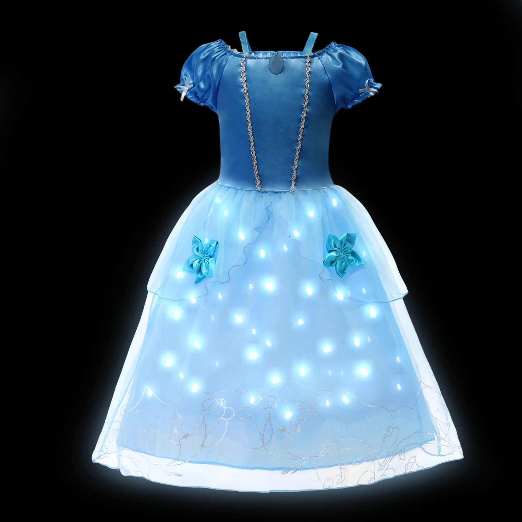 thumbnail image 1 of Frozen LED Light up Elsa Anna Costume Girls Rapunzel Snow White Cosplay Party Cinderella Belle Aurora Dress Kids Halloween Frock, 1 of 5