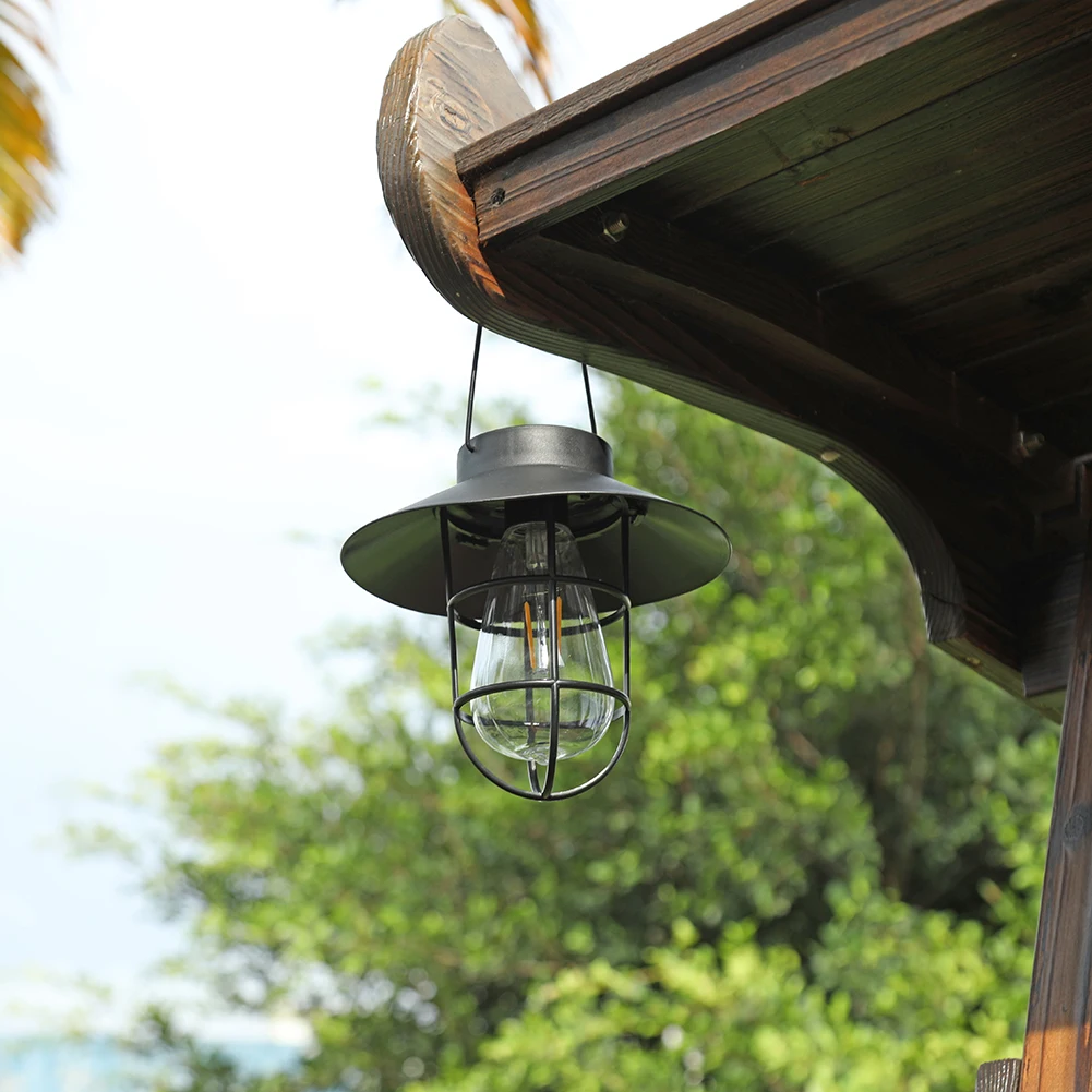Solar Retro Camping Lantern Waterproof Vintage Night Lighting Portable Outdoor Hanging Tent LED Chandelier Light for Garden 5