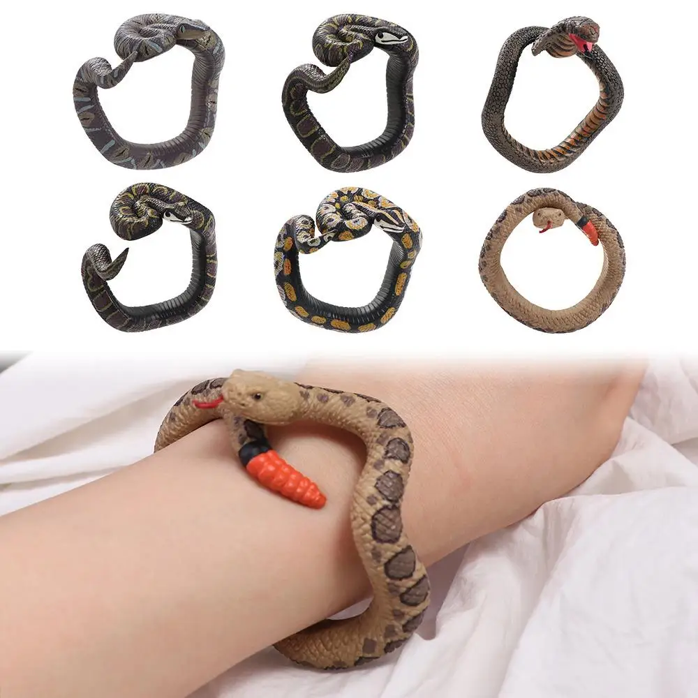 Punk Fun Prank Gift For Friends Animal Model Python Simulation Animal Model Snake Tricky Toys Snake Bracelet Animal Bangles