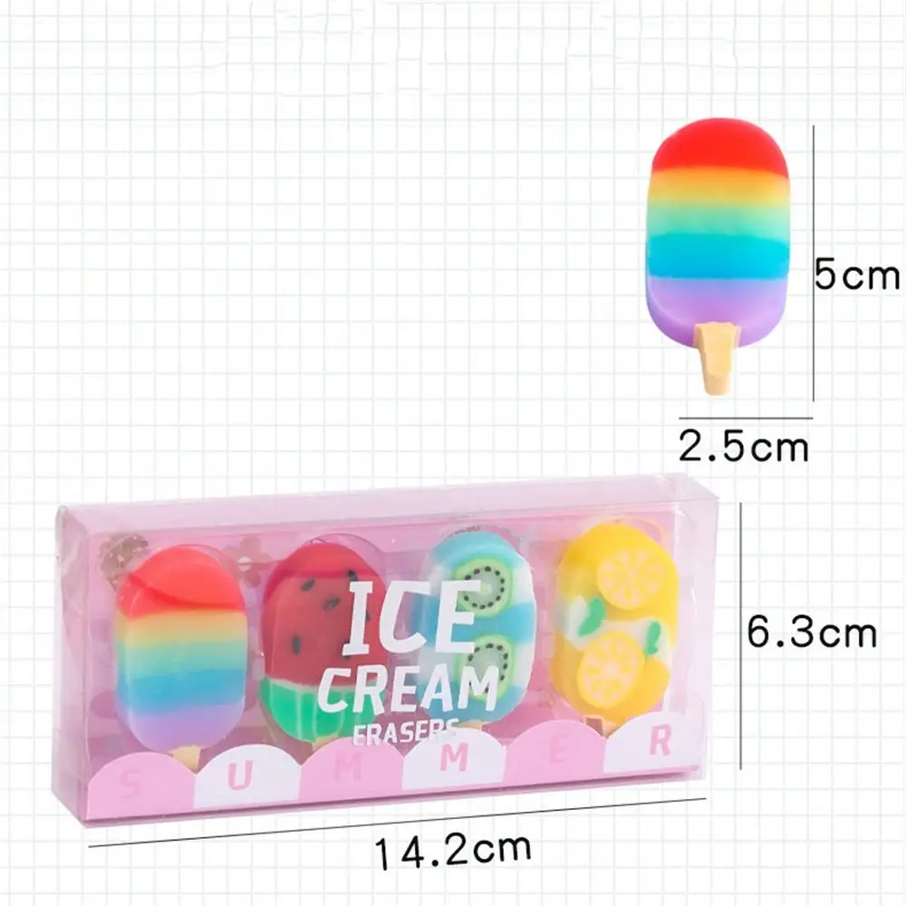 Primary Student Ice Cream Eraser Creative Pencil Cleaning Writing Tools Rubber Eraser Painting Summer Pencil Erasers Stationery