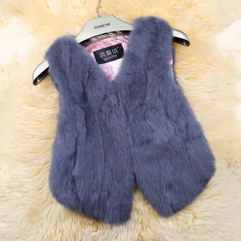 2023 New Celebrity Shows Thin True Rabbit Hair Fur Grass Rex Rabbit Hair Vest Leather Fur One Piece Coat Special Price Clearance