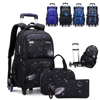 School Bag Kids Rolling Backpack for Boy Wheeled Backpack School Bag With Wheels Trolley Bookbag Carry on Luggage with Lunch Bag 1