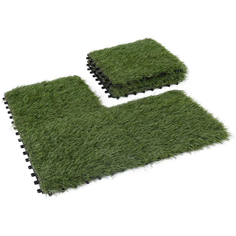 9 Pack 12"x12"artificial Grass Tiles Interlocking Turf Deck Set