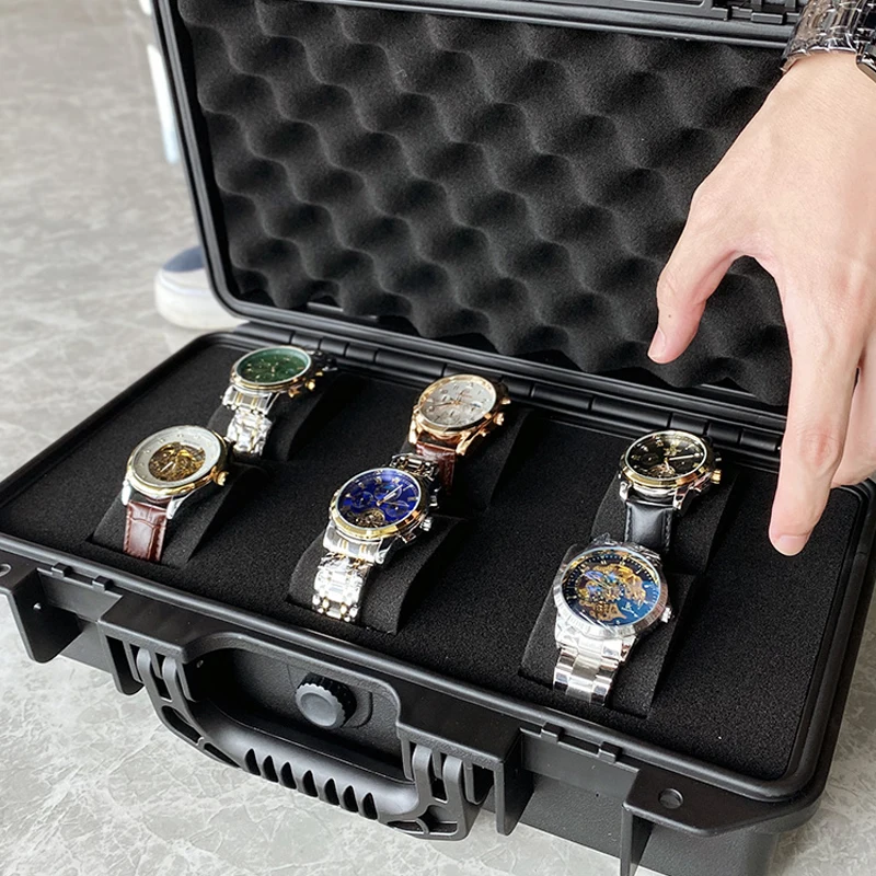10/15/24 Grid ABS Waterproof Watch Storage Box Shockproof Safety Watch Box Storage Safety Tool