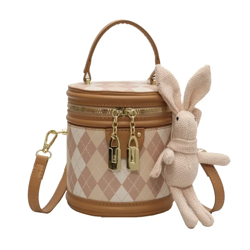 Simple Rhombus round Women's 2024 New Summer Fashion Casual Messenger Portable Bucket Bag for Women