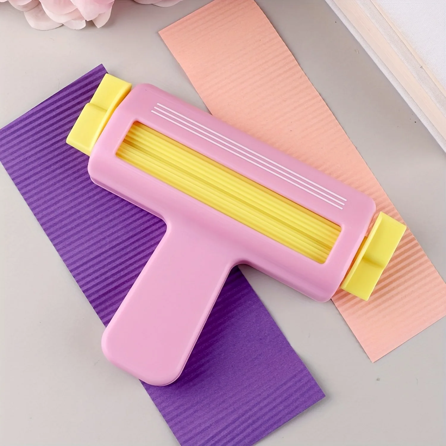 Stripe Pattern Plastic Embosser &ndash; Durable Crafting Roller for Enhanced Paper Textures, Back-to-School Projects & Stationery