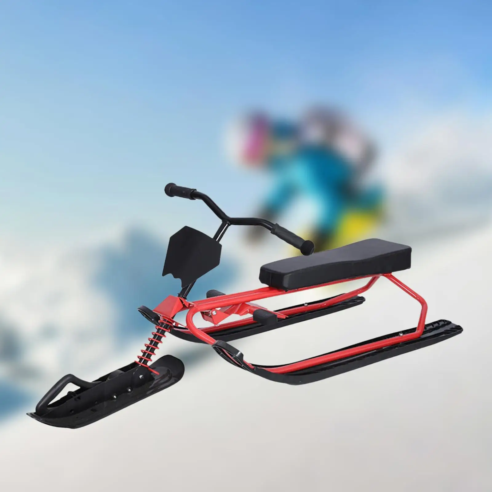 Snow Racer Trineo con volante y mango de bicicleta y frenos gemelos, niños  adolescentes invierno deporte esquí trineo deslizante tabla para cuesta