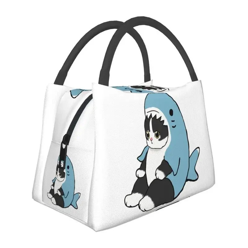 

Многоразовый Ланч-бокс с кошкой и акулой для женщин, мультяшный термоохладитель с рисунком манги, животного, изолированная обеденная сумка