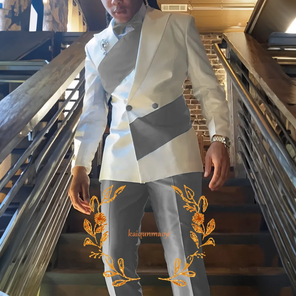 Men's Suit 2 Piece Set Stylish Design Formal Party Dress Elegant Men's Suit Color Block Blazer Pants Customized Outfit