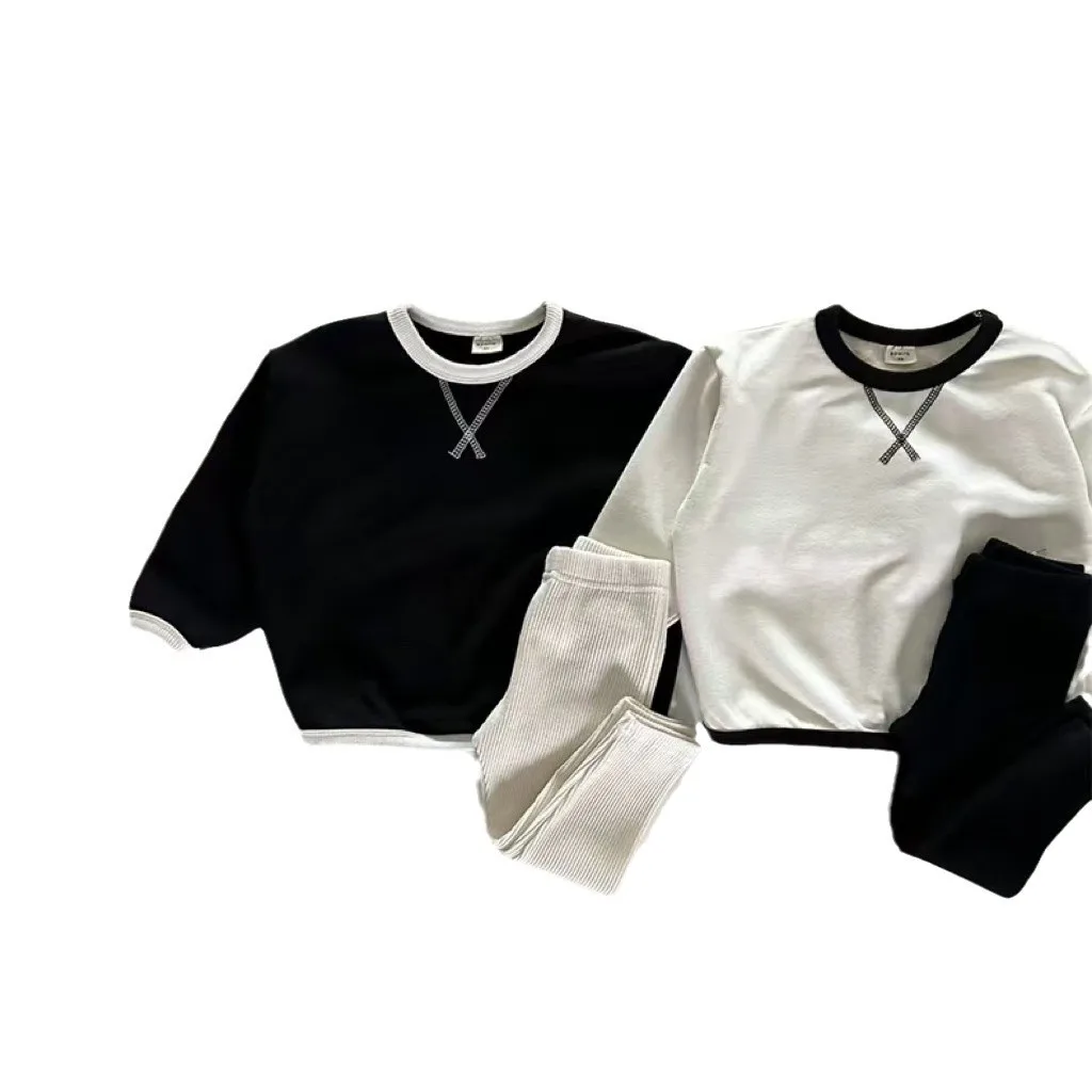 5325 Korean Baby Sweater Sping Autumn New Round Neck Wrapped Sweatershirt Long-sleeved Casual Boy's Pullover Tops