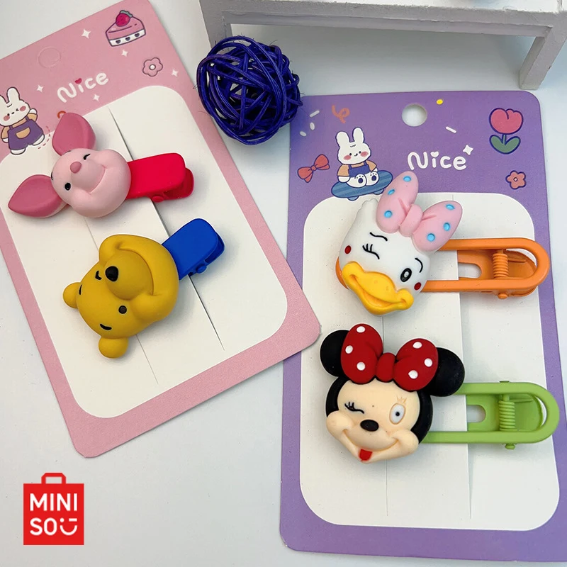 

Anime Miniso Hairpin Kawaii Disney Winnie The Pooh Minnie Daisy Duck Duck Billed Clip Cute Children Hair Clip Cartoon Characters