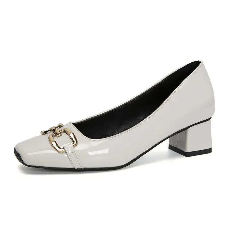 

Cresfimix Mujeres Tacones Altos/женские модные черные весенние туфли-лодочки из искусственной кожи с круглым носком без застежки на квадратном каблуке леди офисная обувь A315