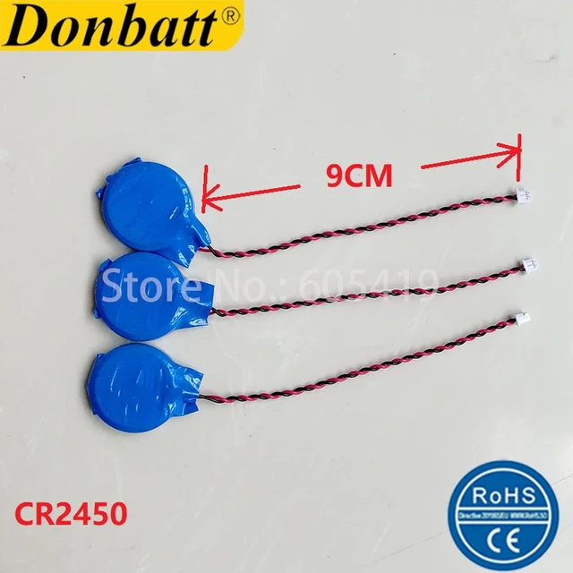 50pcs/lot 100% fresh CMOS CR2450 3V Lithium Button Cell Battery With Cable  /Wire And connector /plug for Computer PCB - AliExpress