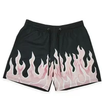 2023 Mesh Breathable Men Shorts GYM Basketball Running Quick-Drying Shorts Baggy Flame Print Fashion Shorts Summer Shorts 2