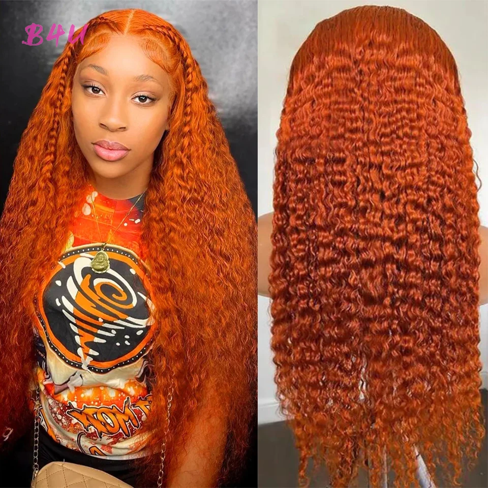 

Ginger Orange Lace Front Wig Deep Wave Curly Lace Front Human Hair Wigs Straight Hair HD Lace Frontal Wig Colored Human Hair Wig