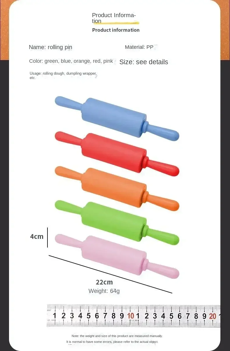 Description Picture 3 of itemxgnvpy Plastic rolling pin Household small PP handle Roller dumpling rolling stick Children's mini dough stick baking tool