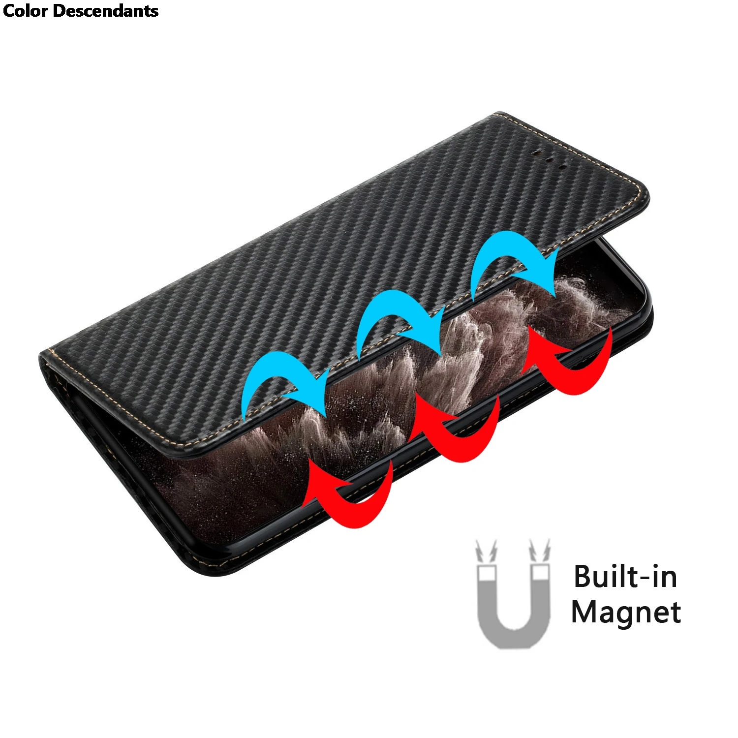 Premium Carbon Fiber Phone Case with Card Slot and Leather Flip Cover