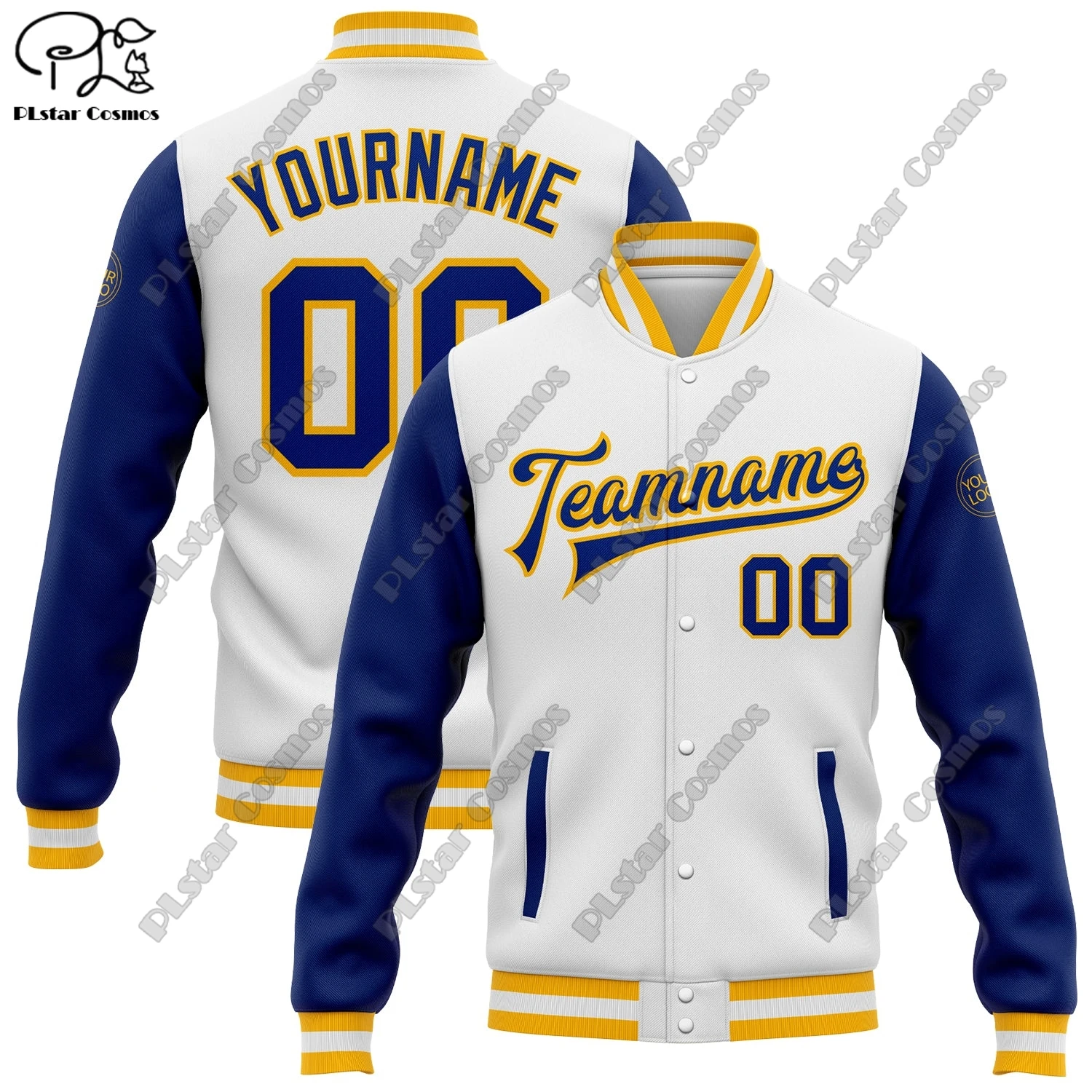 3D Printing Custom Name Logo Jacket Colorful Letters Aviator Full Snap Jacket Unisex Team Gift Winter New Arrival Series JK-7