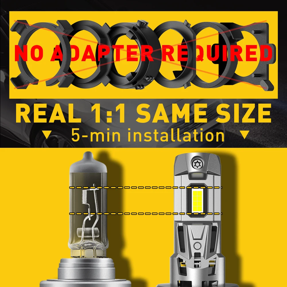 AUXITO 12V H7 Canbus LED Headlight Bulb 6500K 120W 22000LM Powerful Best H7 LED Lamp for Toyota Corolla Honda Hyundai Ford Kia