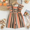 3 To 7 Years Girls Clothes Casual Kids Colorful Stripes Jumpsuit New Summer Flying Sleeve Short Bodysuit Children's Clothing