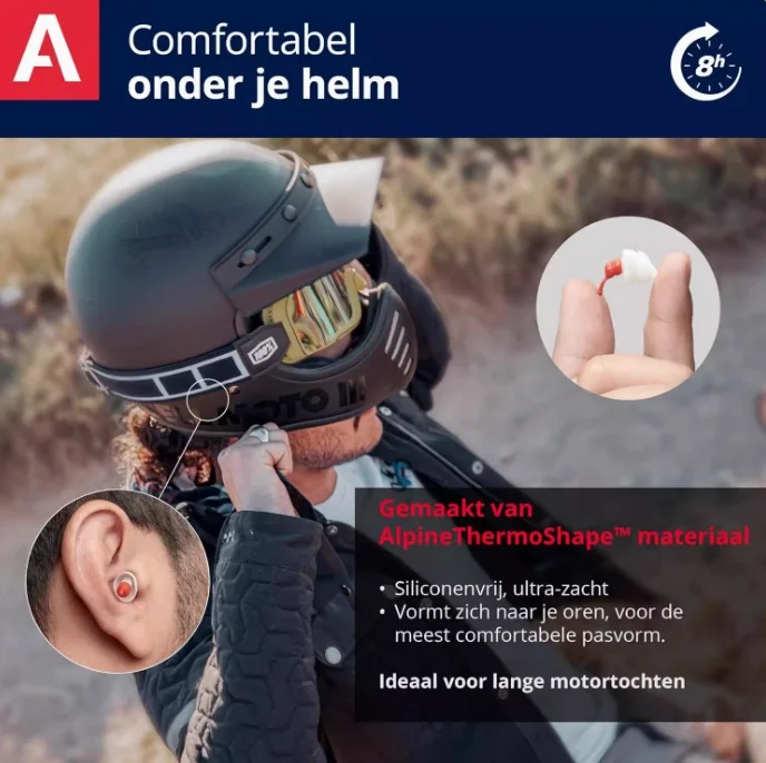 Alpine MotoSafe Race Motorcycle earplugs reduce wind noise for hearing protection 4