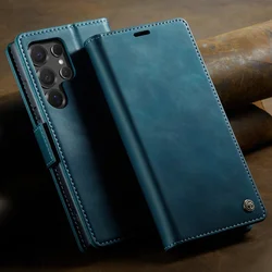 CaseMe Magnetic Leather Wallet Phone Case with Card Holder - Samsung S24 (S25) (Blue)