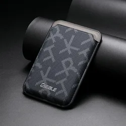 Sleek Carbon Fiber Magnetic Card Holder Wallet with Adhesive Plate (Black)
