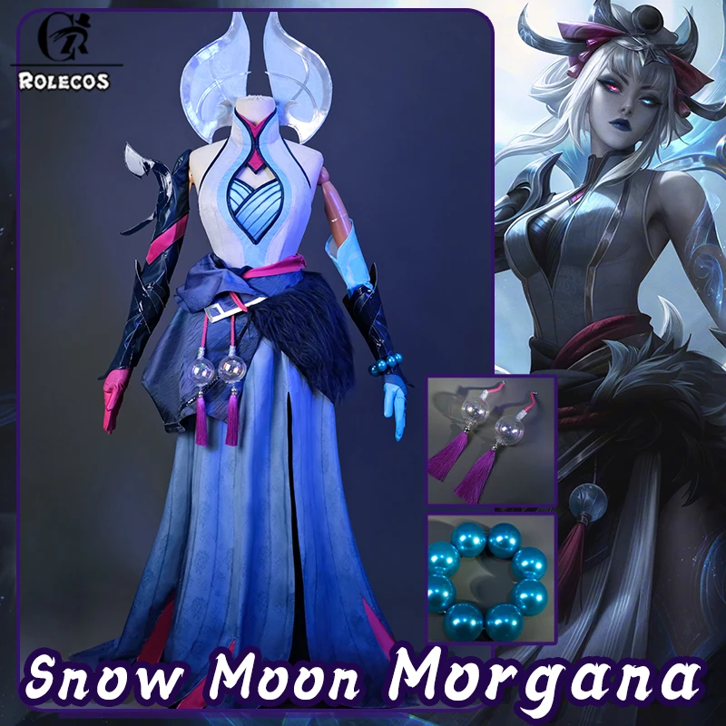 

ROLECOS LOL Snow Moon Morgana Cosplay Costume Game LOL Morgana Women Uniform Role Play Outfit Halloween Fullset Suit