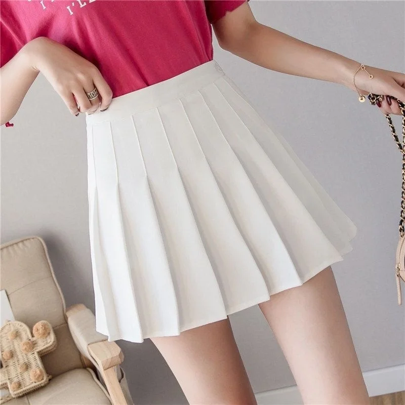 2022 High Waist Skirt Womem Solid Black Preppy Pleated Mini Skirt Summer Fashion Korean A-Line Short Skirt Girl Y2k Cute Skirt black mini skirt
