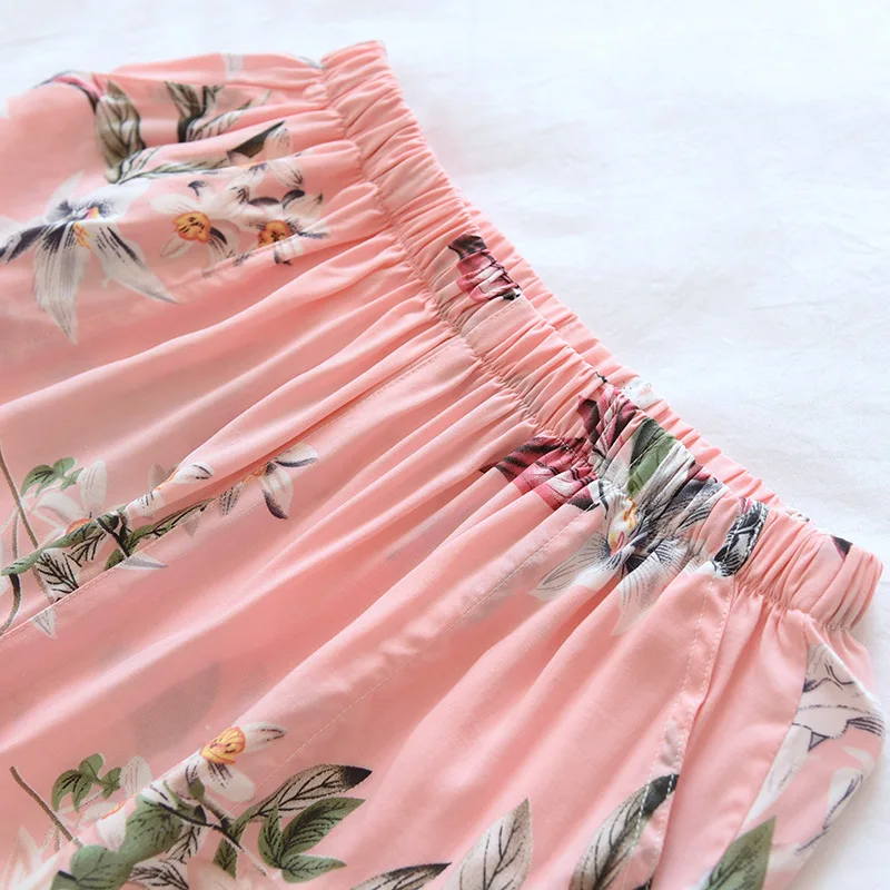 Fdfklak Baumwolle Rayon Nachtwäsche Hose Für Frauen Pantalones Frühling Herbst Druck Pyjamas Hosen Lose Hause Tragen Pyjamas Hosen – Detail 15